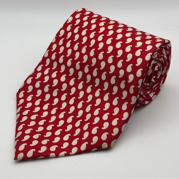 Nautical | Comma Print Silk Necktie Tie | Red/White - Picture 1 of 4